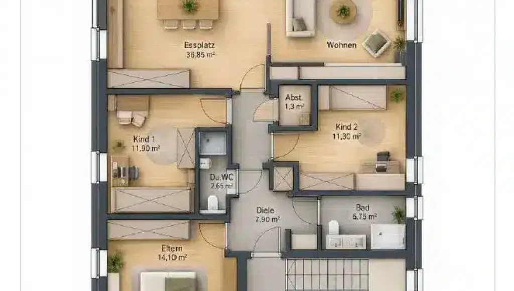 Oppenhome Immobilien - Neubau-Erdgeschosswohnung in Senden (Grundriss WE1)